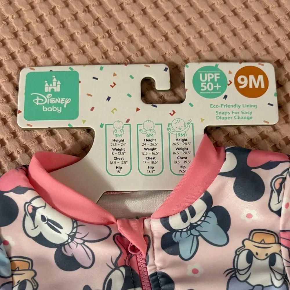 NWT 2 Disney Infant Pink Minnie Mouse Bathing Suits Size 9 months